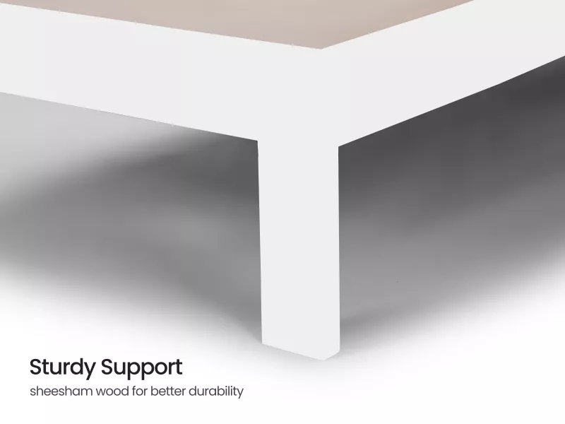 Alexa Solid Wood Single Bed in White Finish